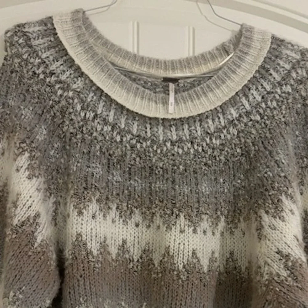 Free People Home for the Holidays Geometric‎ Sweater Neutral Tones Size Medium